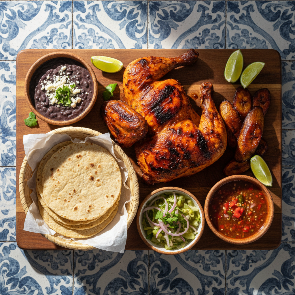 Yucatan-Style Grilled Chicken Thighs — Pollo Asado Platter Yucateco