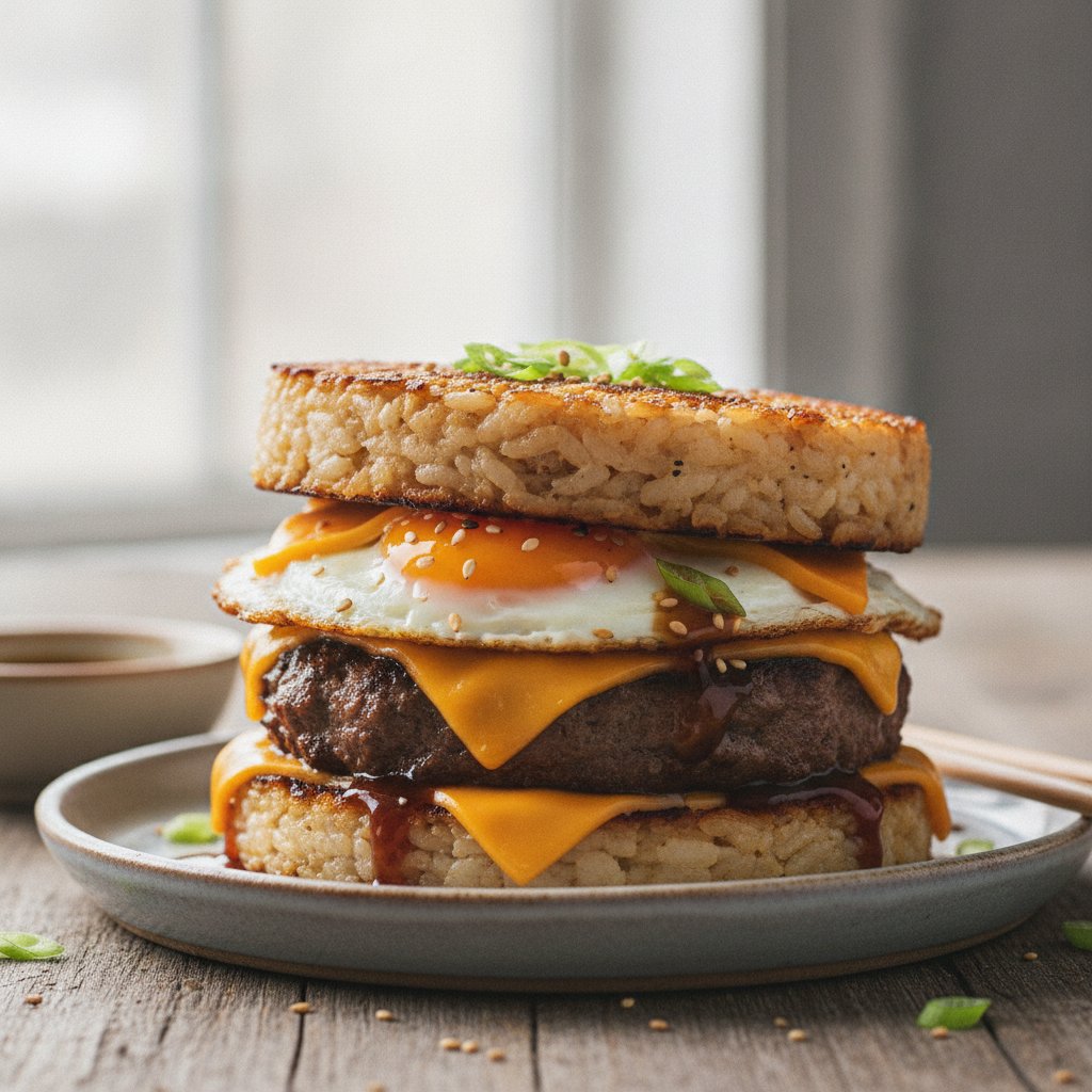 Minced Beef Rice Patty Burger (High-Protein)