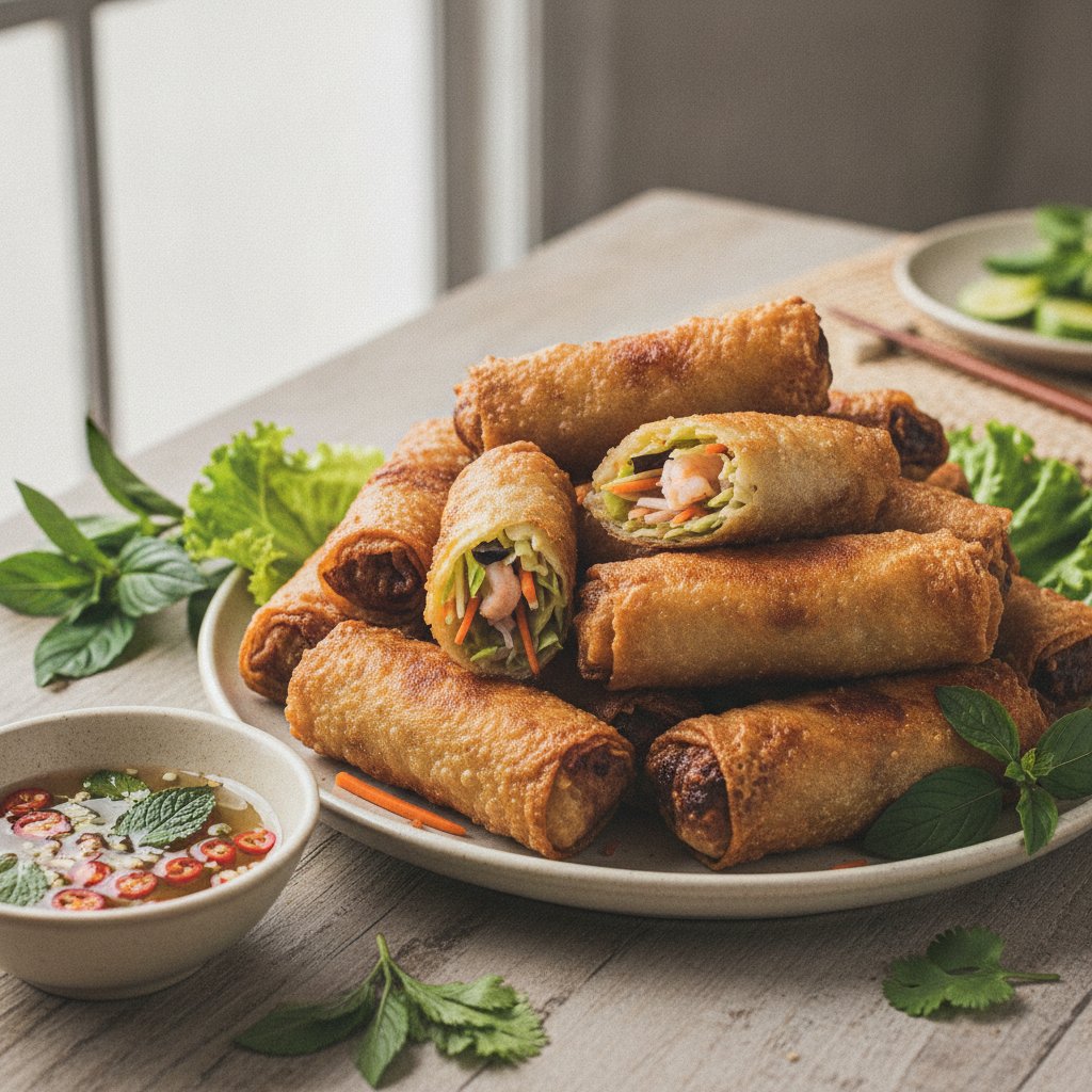 Crispy Fried Egg Rolls with Vegetables
