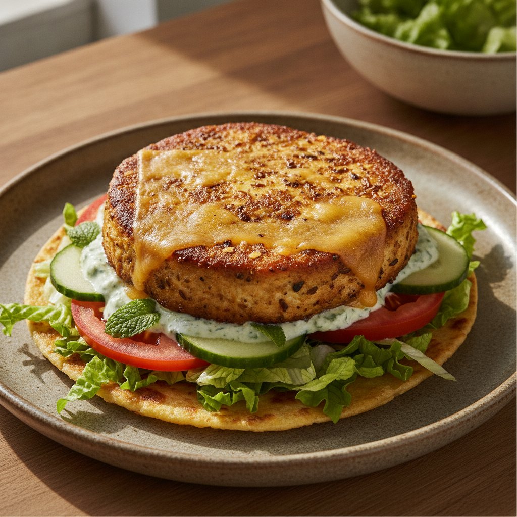 Spiced Indian Cheese Patty Burger (Keto)