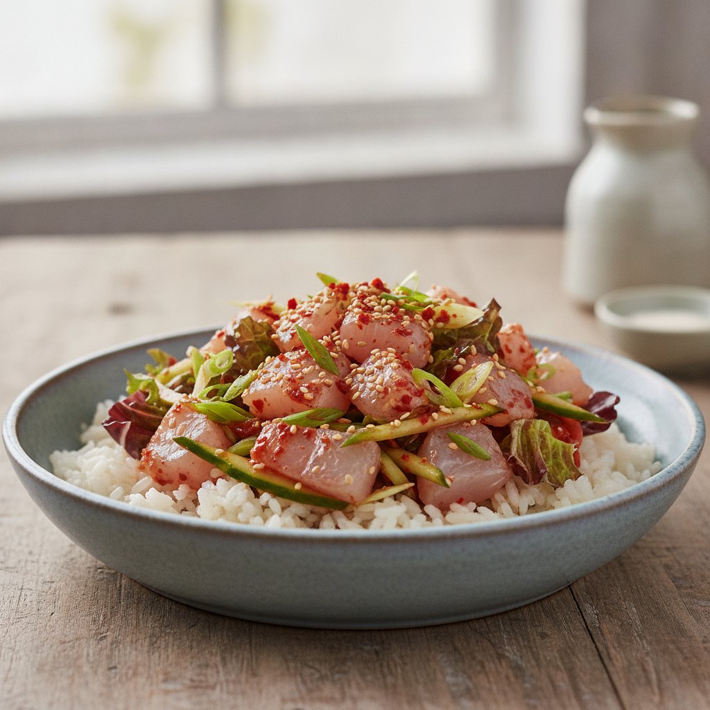Spicy Raw Halibut Salad