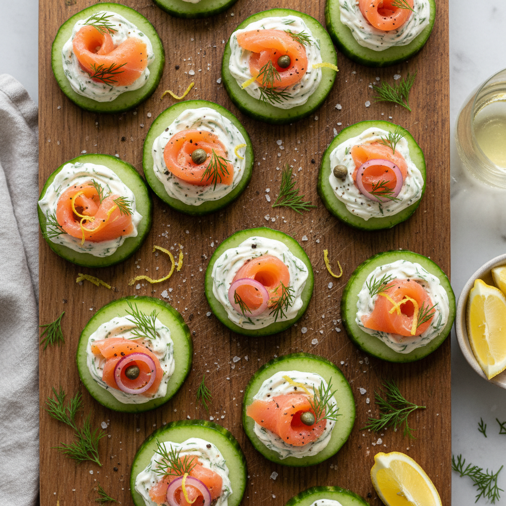 Smoked Salmon Cream Cheese Cucumber Bites