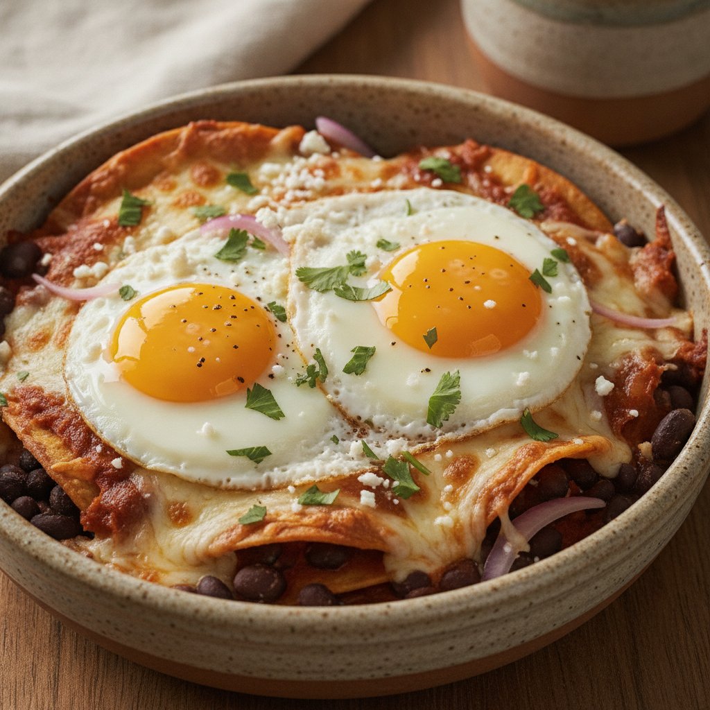 Tortilla Casserole With Fried Eggs (High-Protein)