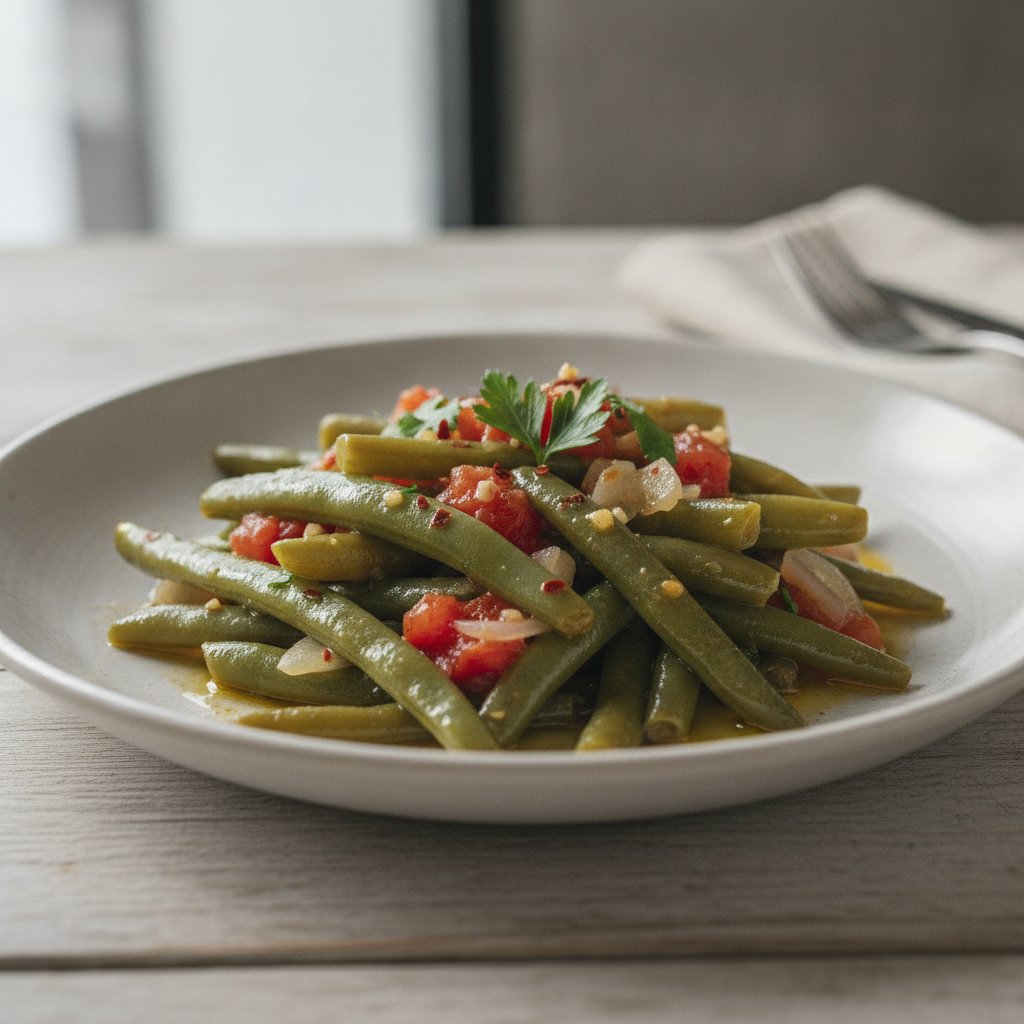 Braised Green Beans in Olive Oil (Low-Calorie)