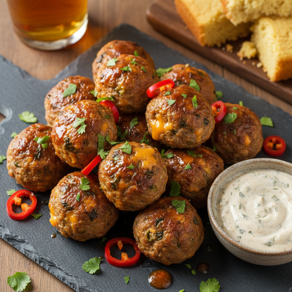 Baked Turkey Jalapeño Cheddar Meatballs