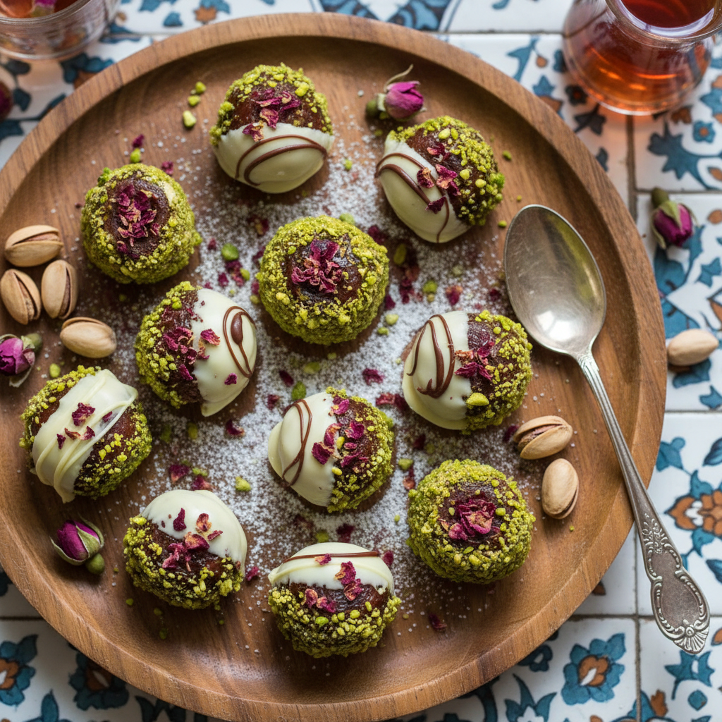 Date Pistachio Rose Bites