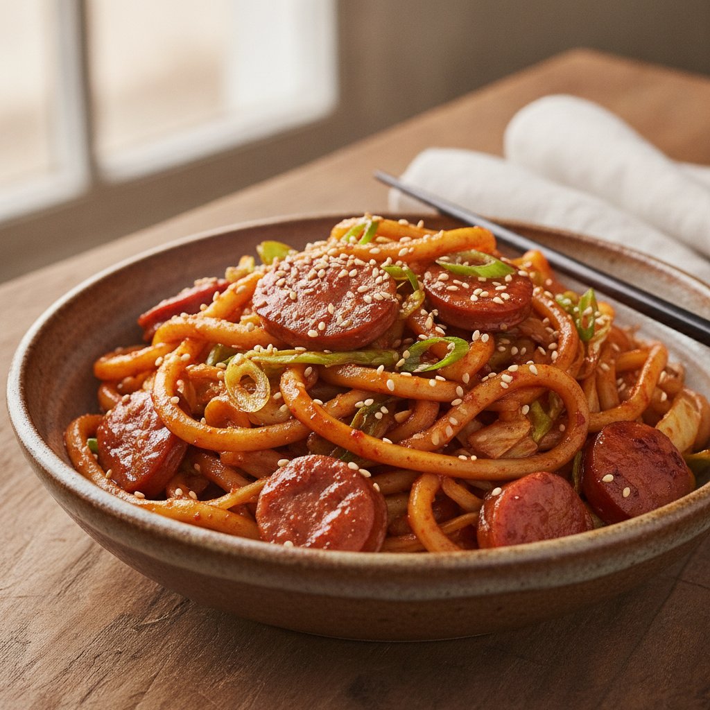 Spicy Sausage Stir-Fried Noodles