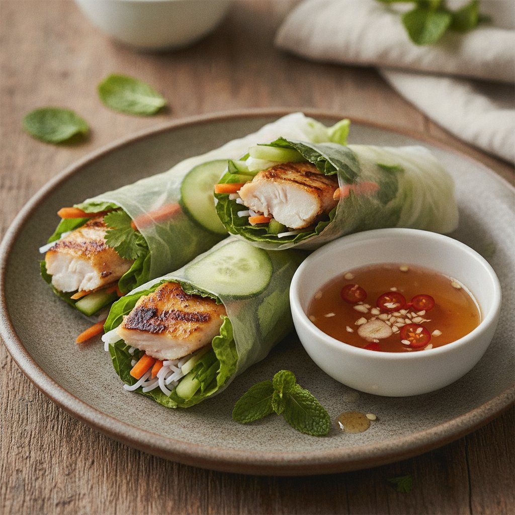 Grilled Snapper Rice Paper Wraps