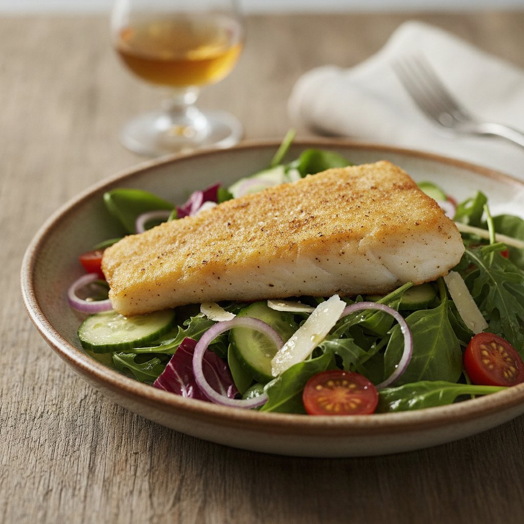 Mixed Green Salad with Fried Fish