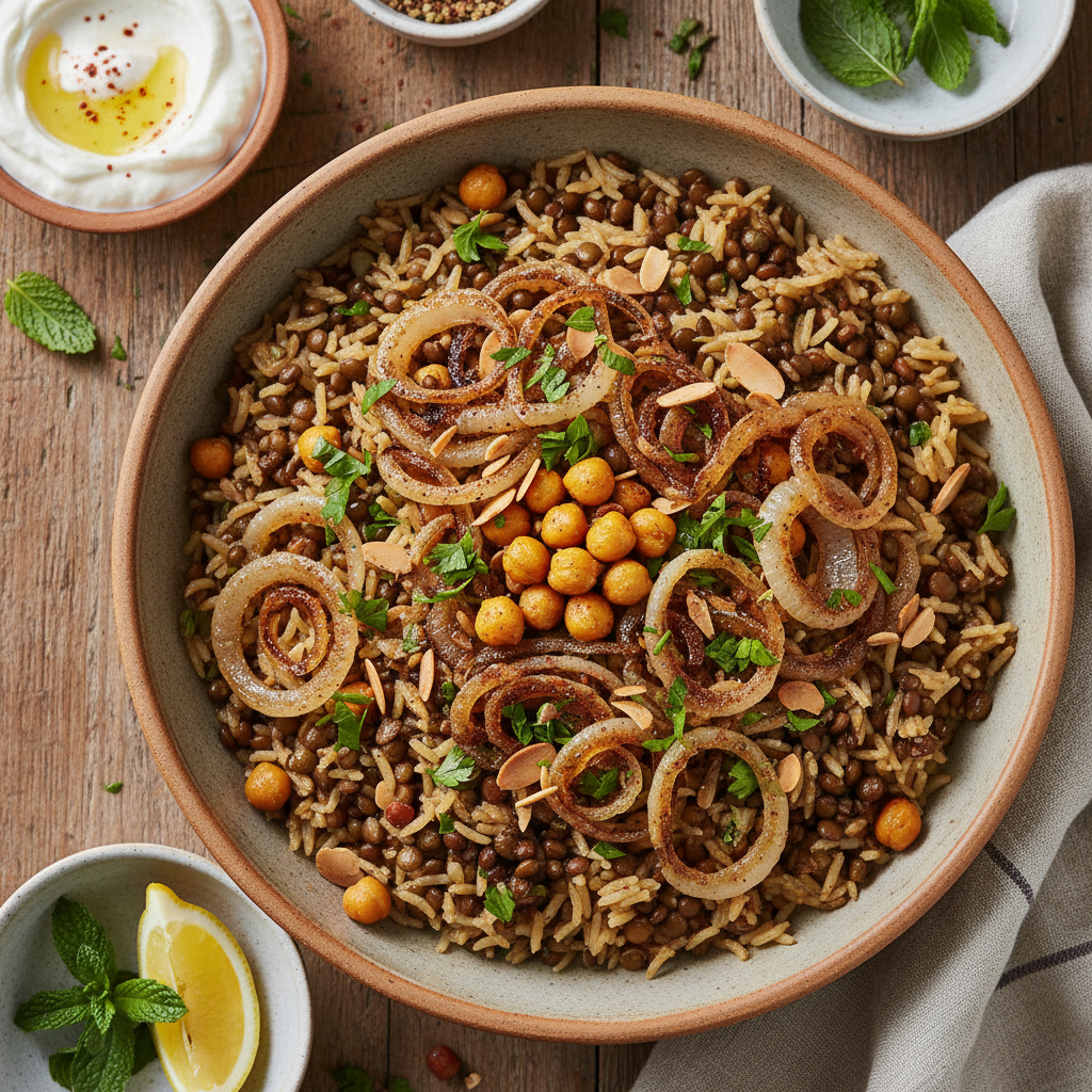 Caramelized Onion Lentil Rice — Vegetable Mujadara