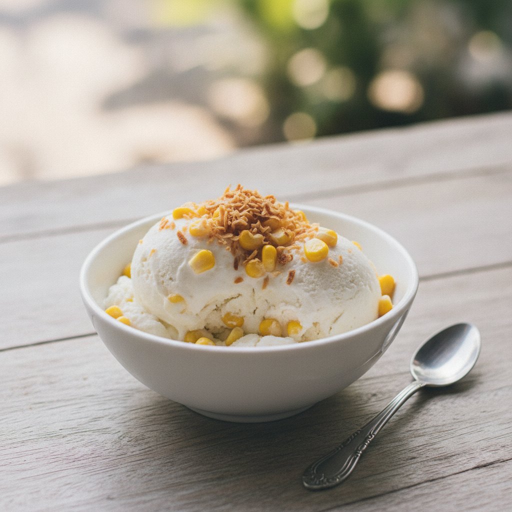 Thai Coconut Ice Cream with Sweet Corn