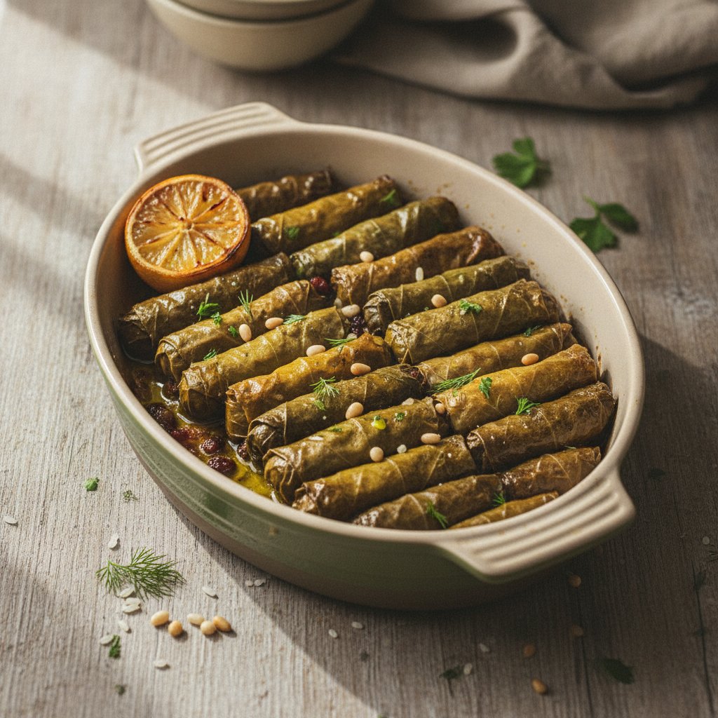 Baked Stuffed Grape Leaves with Rice