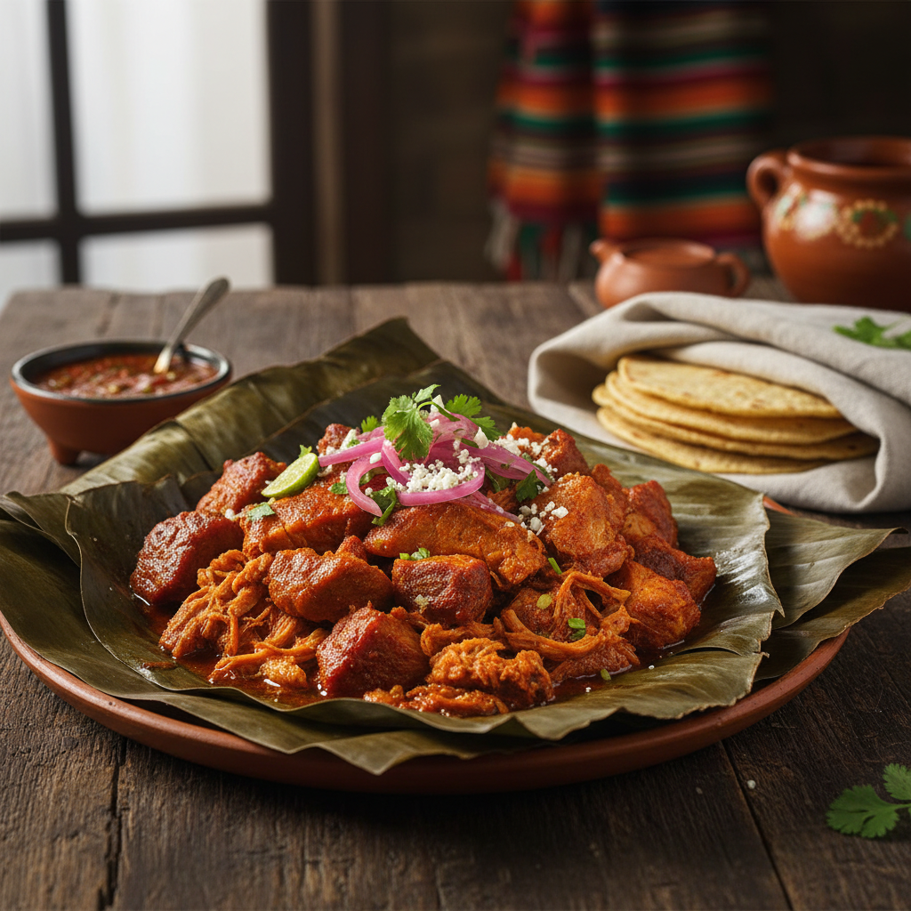 Pibil de Cerdo en Hoja de Platano