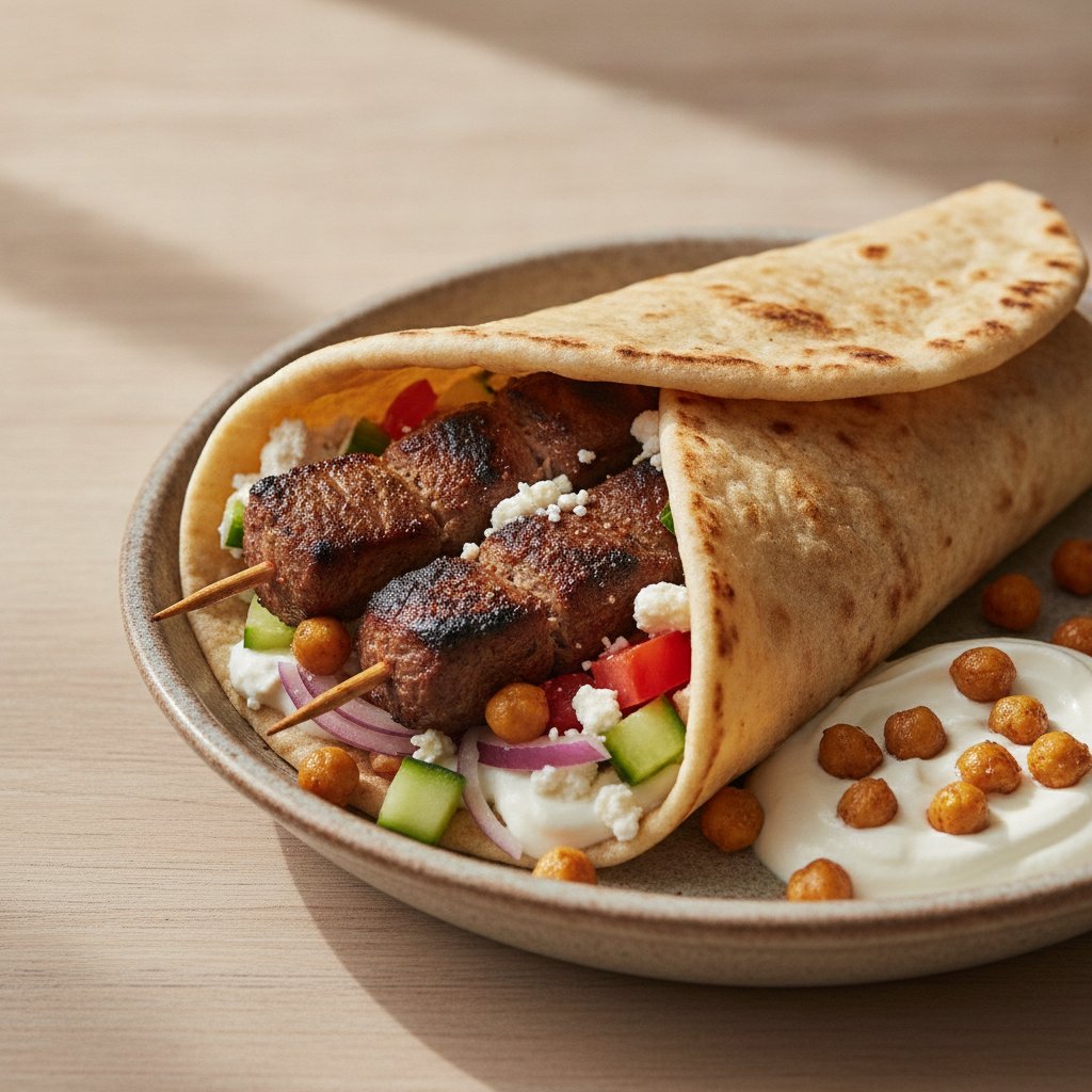 Grilled Meat Skewer Wrap (High-Protein)