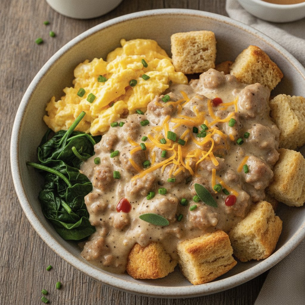 Sausage Gravy Biscuit Bowl (Gluten-Free)