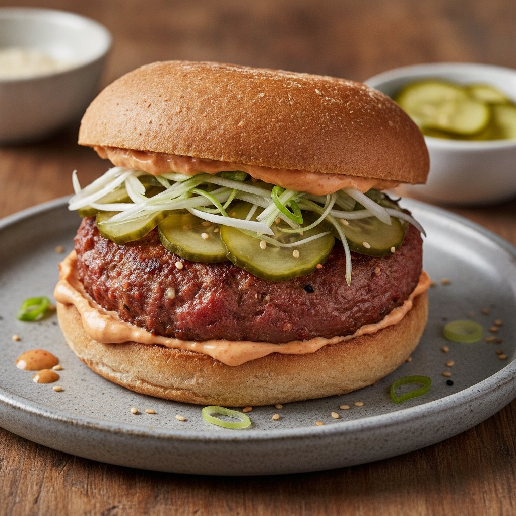 Spicy Marinated Beef Burger (Low-Chol)