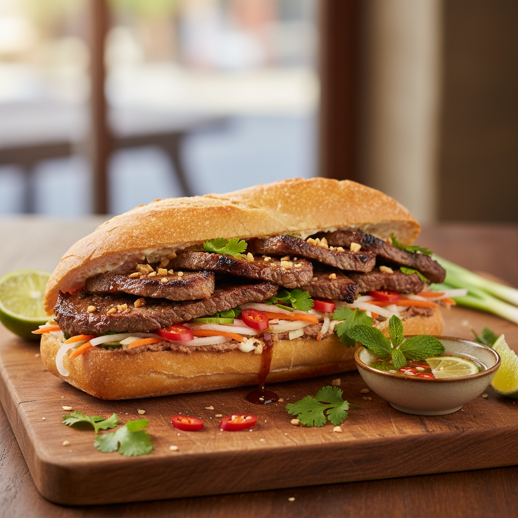 Lemongrass Grilled Beef Sandwich — Banh Mi Bo Nuong
