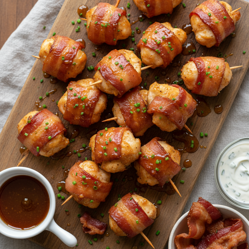 Baked Bacon-Wrapped Chicken Bites