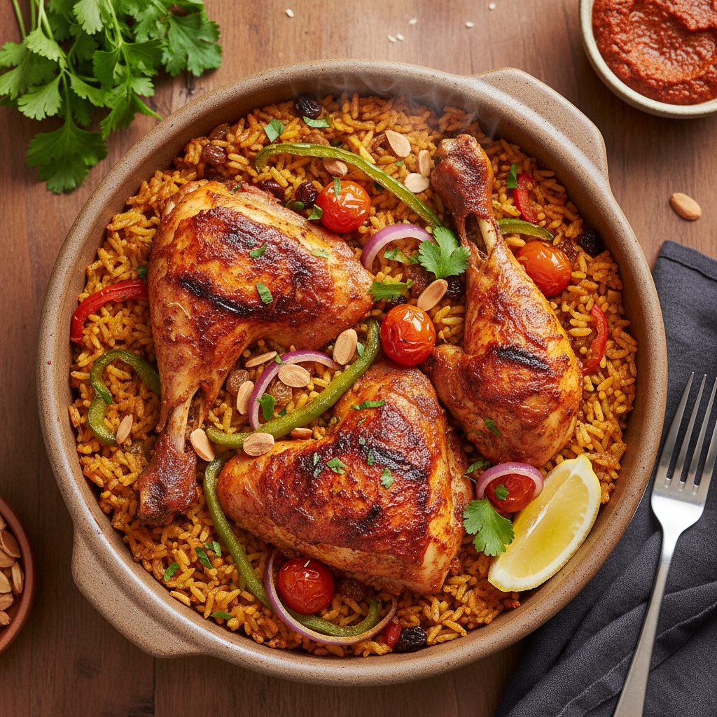 Saffron Chicken & Rice Bake — Saffron Chicken & Rice Bake - Paella Kabsa
