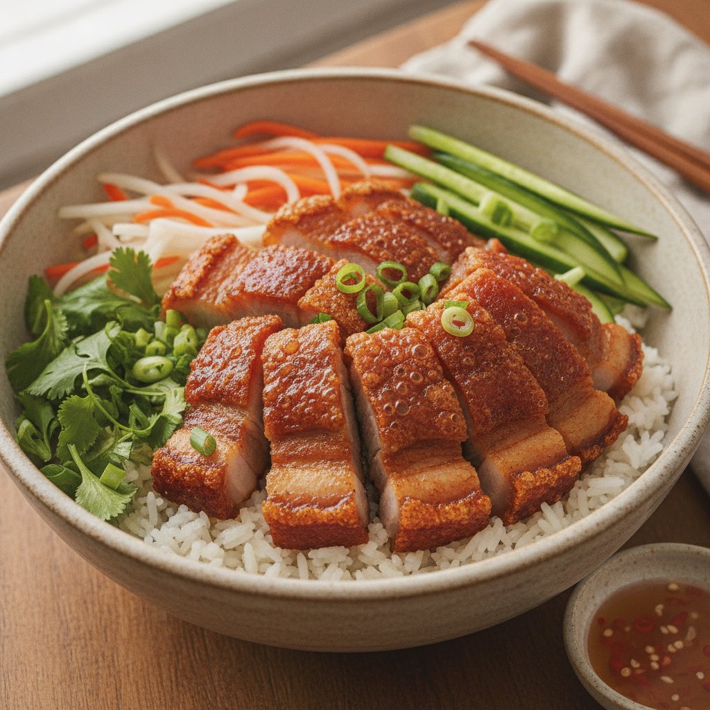 Crispy Pork Belly Rice Bowl