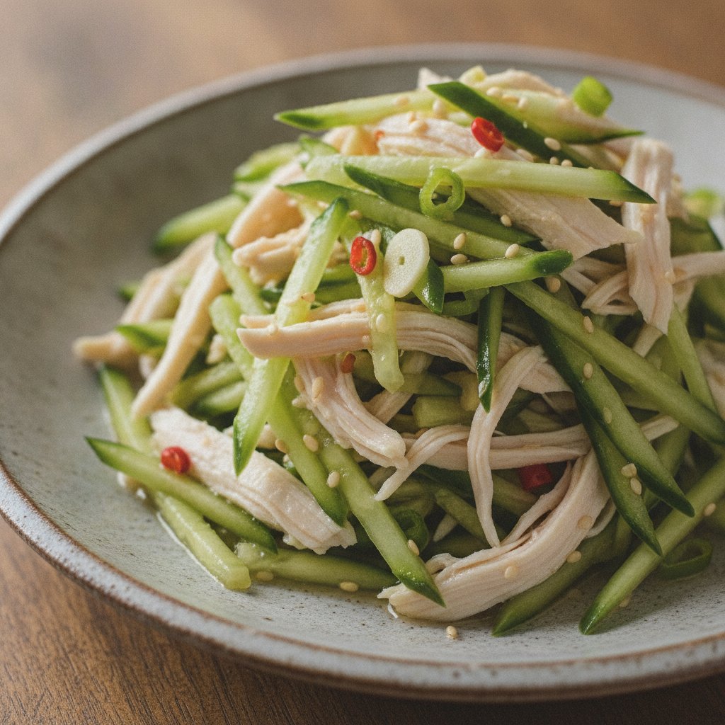 Shredded Chicken and Cucumber Salad (Low-Calorie)