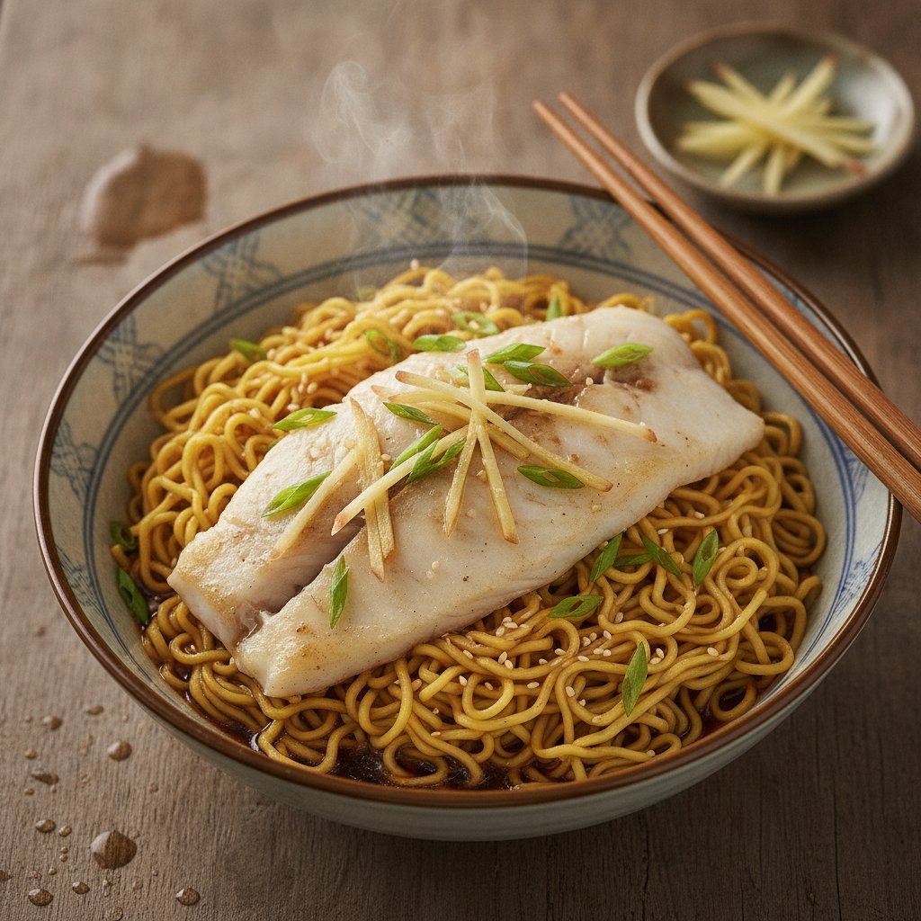 Steamed Fish Noodles with Ginger